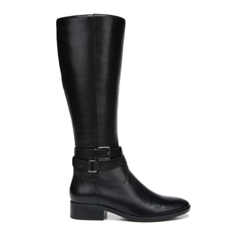 Naturalizer Reid Black Leather Knee-High Boots Buckle Women's Size 7 M